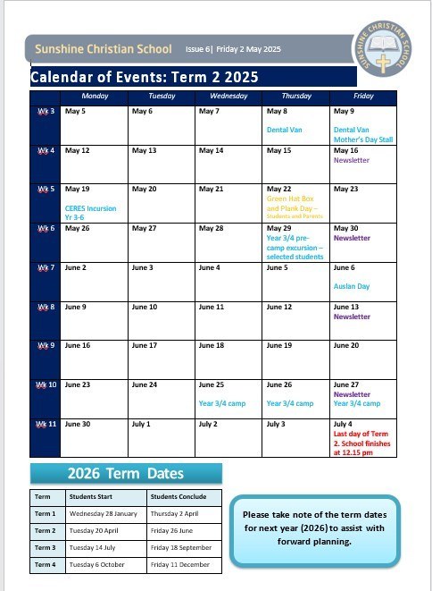 Calendar of Events